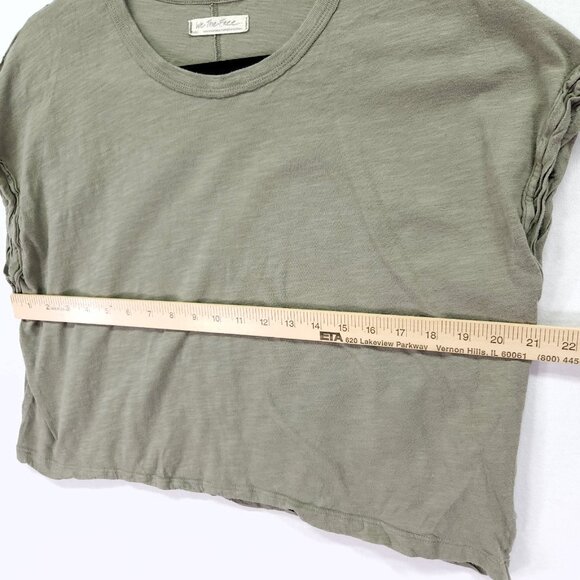 Free People Boxy Tee Small You Rock Relaxed Boho Casual Cropped Green - Picture 7 of 13